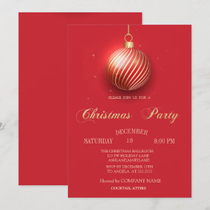 Convites Elegante Baile de Natal Vermelho Festa da Empresa 