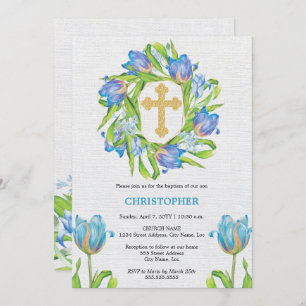 Convites Elegante Baptism Floral