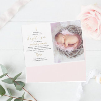 Convites Elegante Baptism Foto personalizada de evento reli