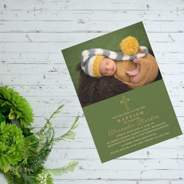 Convites Elegante Baptismo Foto personalizada de eventos re (Criador carregado)