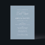 Convites Elegante Bat Mitzvah Azul Empoeirado Moderno Scrip<br><div class="desc">Este convite de Bat Mitzvah apresenta um fundo azul empoeirado com letra elegante e tipografia clássica. O layout limpo destaca os detalhes da cerimônia e celebração de uma forma refinada e atemporal. Perfeito para serviços no templo,  recepções noturnas e reuniões sofisticadas de marco.</div>