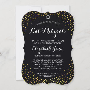 Convites ELEGANTE BAT MITZVAH confetti negro