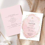 Convites Elegante Bat Mitzvah, Cor De Água Rosa, Dupla Face<br><div class="desc">Este design moderno apresenta o seu texto personalizado numa abertura de cor d'água esboçada num quadro em forma geométrica. Use o formulário modelo para adicionar seu texto. Os menus avançados de edição,  acessados escolhendo editar com a "Ferramenta Design",  permitirão que você altere as fontes e o layout.</div>