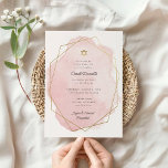 Convites Elegante Bat Mitzvah Dourada Star Pink Watercolor<br><div class="desc">Este design moderno apresenta o seu texto personalizado numa abertura de cor d'água esboçada num quadro em forma geométrica. Use o formulário modelo para adicionar seu texto. Os menus avançados de edição,  acessados escolhendo editar com a "Ferramenta Design",  permitirão que você altere as fontes e o layout.</div>