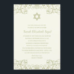 Convites Elegante Bat Mitzvah Dourado<br><div class="desc">Este convite formal,  elegante,  do Bat Mitzvah apresenta uma estrela dourada de David e um design de ouro decorativo no topo e no fundo do convite. Personalize o convite com seus detalhes mitzvah.</div>