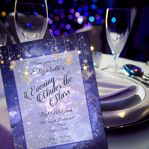 Convites Elegante Bat Mitzvah Galáxia Sob as Estrelas