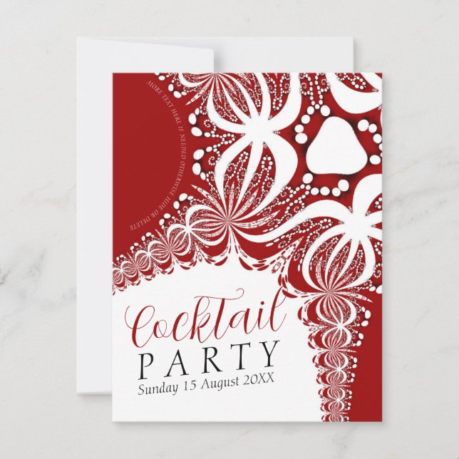 Convites Elegante Batik Vermelho e Branco para Festa de Coc (Frente)