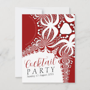 Convites Elegante Batik Vermelho e Branco para Festa de Coc