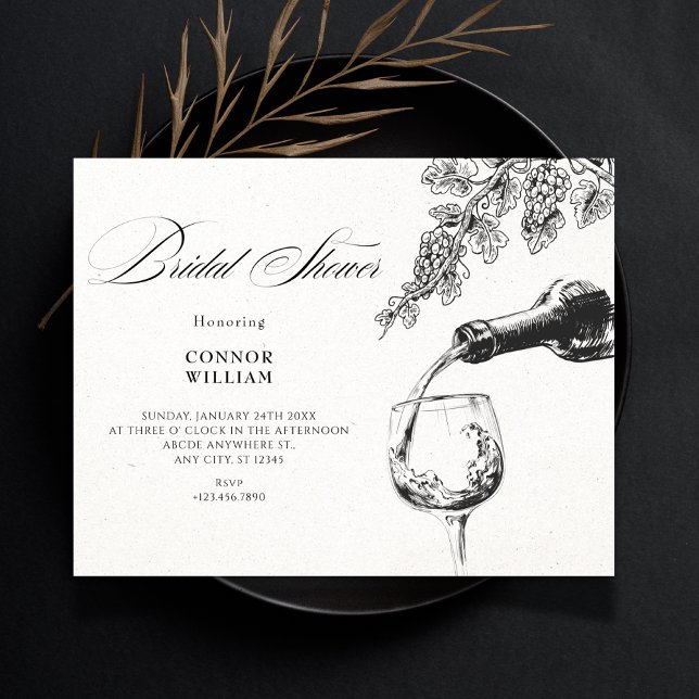 Convites Elegante bebida vinho chá de noiva (Criador carregado)