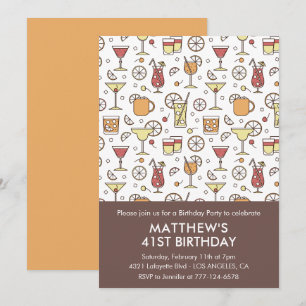 Convites Elegante Bebidas Elegantes Coquetel Aniversário de