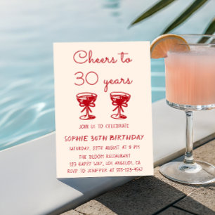 Convites Elegante Bege Cheers aos 30 Anos de Idade