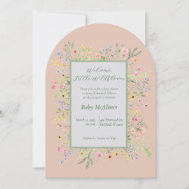 Convites Elegante Bem-Vindo Pequeno Chá de fraldas de Flor