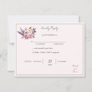 Convites "Elegante Bênção Floral RSVP - Robert & Olivia