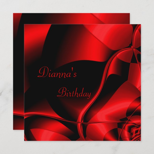 Convites Elegante Birthday Red Abstrato (Frente/Verso)