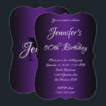 Convites Elegante Black and Royal Purple Ombre 50º Aniversá<br><div class="desc">Convide os divas para sua comemoração de 50 anos. Chamado de aniversário brilhante roxo e preto. Cor de fundo personalizável atrás do gráfico de gradiente. Convites de festa de aniversário personalizáveis. Concursos de gema e chic. Personalize os estilos de letra modernos e elegantes da caligrafia.</div>