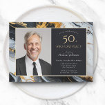 Convites Elegante Black Dourado Agate Foto 50th Birthday<br><div class="desc">Elegante Dourado Agate Foto 50º Convite de Aniversário. Esse convite apresenta um design elegante com um toque glamouroso, com uma sofisticada mistura de preto e ouro. Os sotaques inspirados no mármore acrescentam uma sensação luxuosa, enquanto a estética geral exumenta um estilo refinado, perfeito para celebrar um acontecimento marcante. Uma combinação...</div>