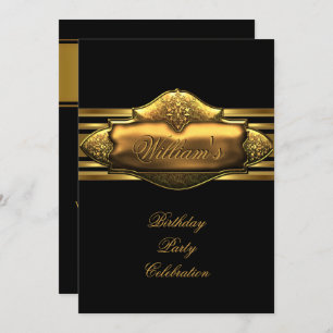 Convites Elegante Black Dourado Festa de aniversário Mens 6