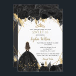 Convites Elegante Black Dourado Floral Princess SWEET 16<br><div class="desc">Convidado Elegante Black Dourado Floral Princess SWEET 16</div>