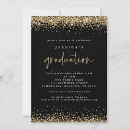 Convites Elegante Black Dourado Glitter 2024 Graduação