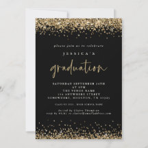 Elegante Black Dourado Glitter 2024 Graduação