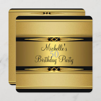 Convites Elegante Black Dourado Metal com aparência 50ª Fes