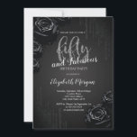 Convites Elegante Black Drips Black Rosas 50th Birthday<br><div class="desc">O brilho preto elegante pinga e rosas pretas em fundo preto.</div>