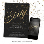 Convites Elegante Black e Dourado Sessenta e sessenta e ses<br><div class="desc">Elegante Black e Dourado 60.º Convite de aniversário. Apresentando nossa nova design, maravilhosa, onde a elegância moderna encontra o fascínio comemorativo. Com a sua combinação cativante de sotaques falsos em ouro radiante e preto elegante, este convite constitui a palco de uma celebração inesquecível de um marco. A design é aprimorada...</div>
