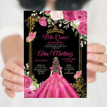 Convites Elegante Black Fuchsia Floral Rosa Mis Quince<br><div class="desc">Elegante Black Fuchsia Pink Floral Mis Quince Convite Mis Quince 15 Anos,  16º Aniversário, </div>