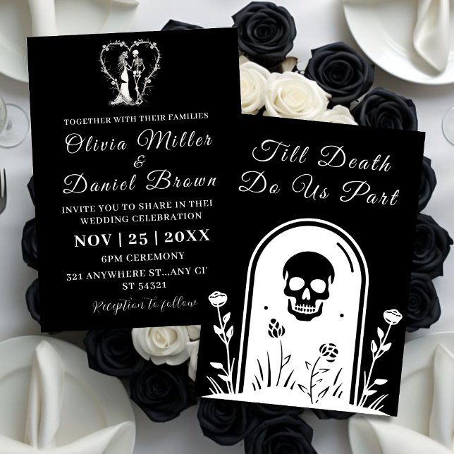Convites Elegante Black Gothic Till Morte Nos Casament (Criador carregado)