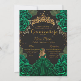 Convites Elegante Black Quinceañera Rosa Glitter Dourado