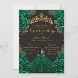 Convites Elegante Black Quinceañera Rosa Glitter Dourado