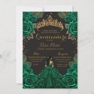 Convites Elegante Black Quinceañera Rosa Glitter Dourado