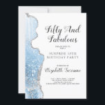 Convites Elegante Blue Agate Surprise 50th Birthday<br><div class="desc">Uma elegante festa de aniversário surpresa da 50ª num agato azul de tendência com convite à relva. Bonito tipografia. Estilo chic.</div>