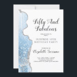 Convites Elegante Blue Agate Surprise 50th Birthday<br><div class="desc">Uma elegante festa de aniversário surpresa da 50ª num agato azul de tendência com convite à relva. Bonito tipografia. Estilo chic.</div>