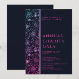 Convites Elegante Blue Botanic Charity Event Gala Party In
