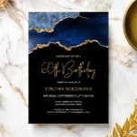 Convites Elegante Blue Dourado Agate 60th Festa de aniversá<br><div class="desc">Este convite de 60 anos de tendência apresenta uma imagem de aquarela de um geode agado em tons de azul com realces de ouro falsos. As palavras "60º Aniversário" aparecem na falsa brilha dourada em letra decorativa moderna de escrita manual. Personalize-o com o nome do honroso em texto dourado e...</div>