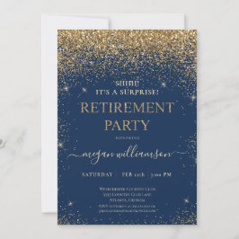 Convites Elegante Blue Dourado Glitter