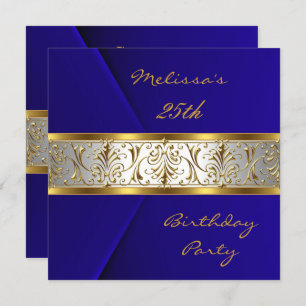 Convites Elegante Blue Faux Velvet Gold Trim 25