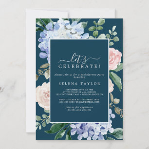Convites Elegante Blue Hydrangea   Celebração do Vamos Mari