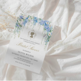 Convites Elegante Blue Hydrangea e Chá de panela White Rose