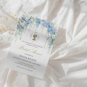 Convites Elegante Blue Hydrangea e Chá de panela White Rose
