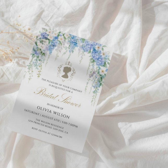 Convites Elegante Blue Hydrangea e Chá de panela White Rose (Criador carregado)