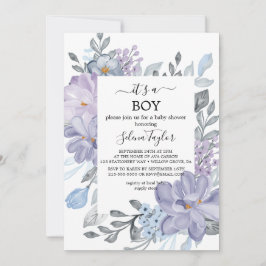 Convites Elegante Blue Hydrangea | É um Chá de fraldas