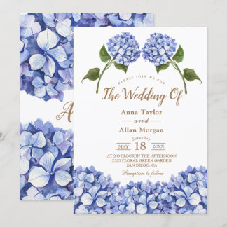 Convites Elegante Blue Hydrangea Floral