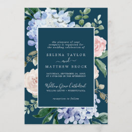 Convites Elegante Blue Hydrangea | Marinho Formal Casamento