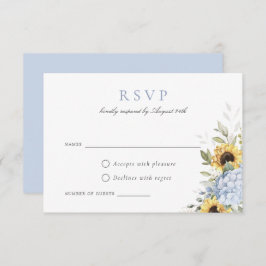 Convites Elegante Blue Hydrangea Sunflower RSVP