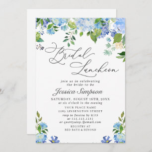 Convites Elegante Blue Hydrangea Watercolor Bridal