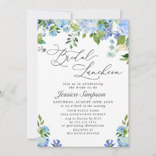 Convites Elegante Blue Hydrangea Watercolor Bridal