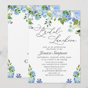 Convites Elegante Blue Hydrangea Watercolor Bridal