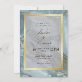 Convites Elegante Blue Marble Minimalista